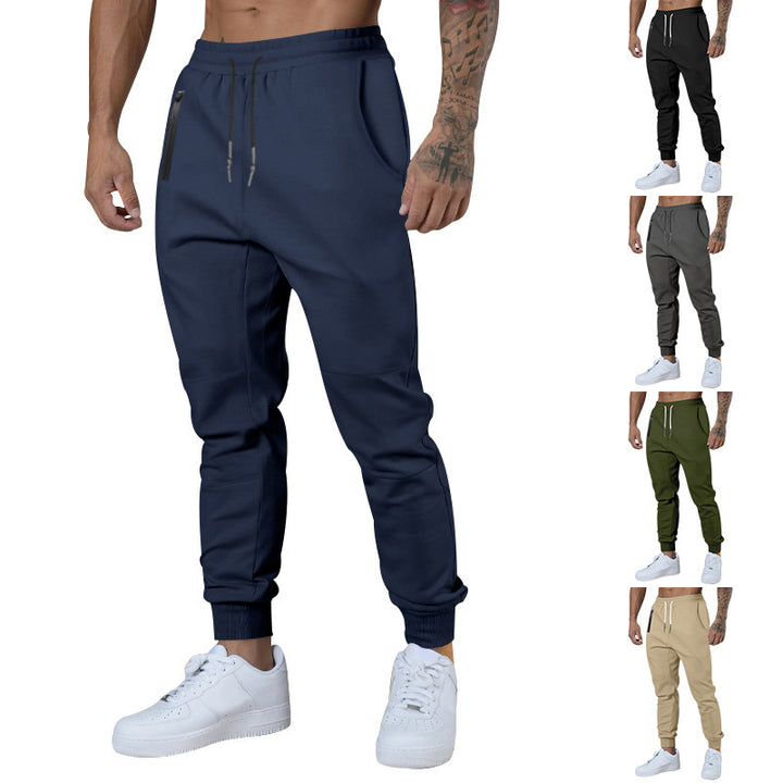 Sporty men's jogger pants with zipper and elastic waistband Lune London