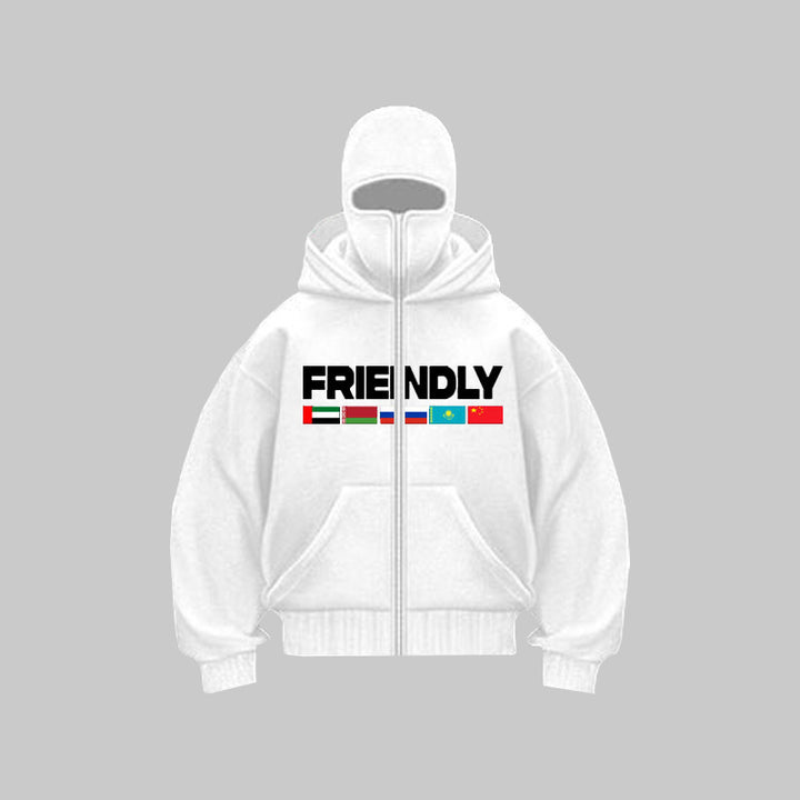 Hooded jacket for women with fixed zipper and striking graphic print Amarae