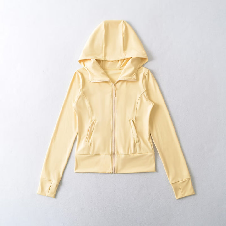 Women's Hooded Sports Jacket with Full Zip, Tailored Fit, and Integrated Zipper Pockets Amarae