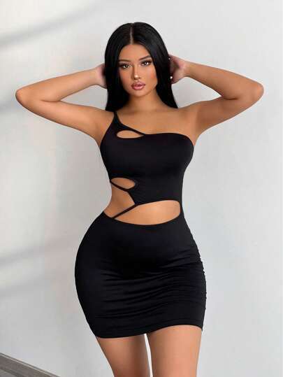 Mini cut-out dress for women with asymmetrical design Lune London