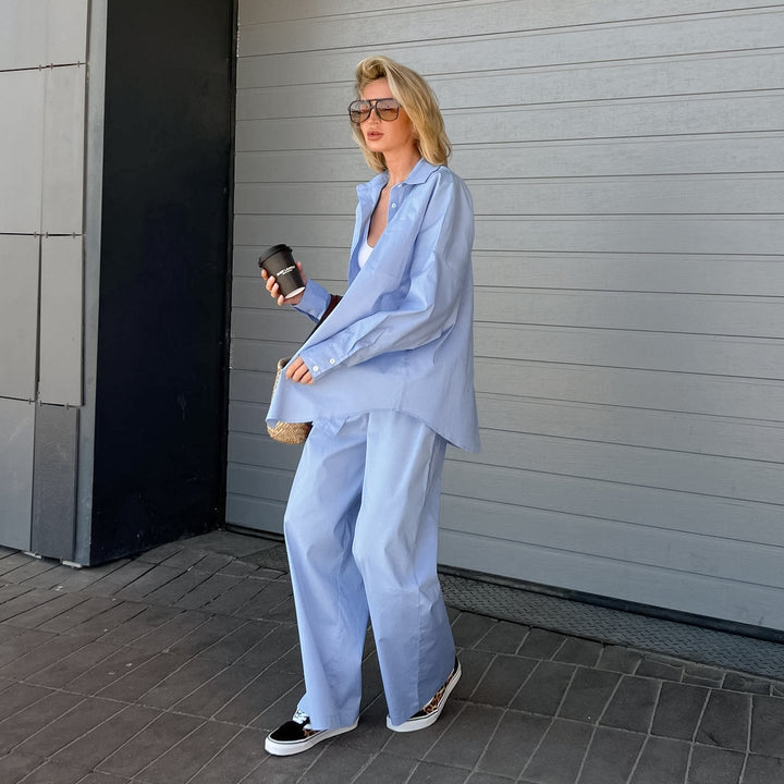 Comfortable women's set consisting of an oversized shirt and wide pants Lune London