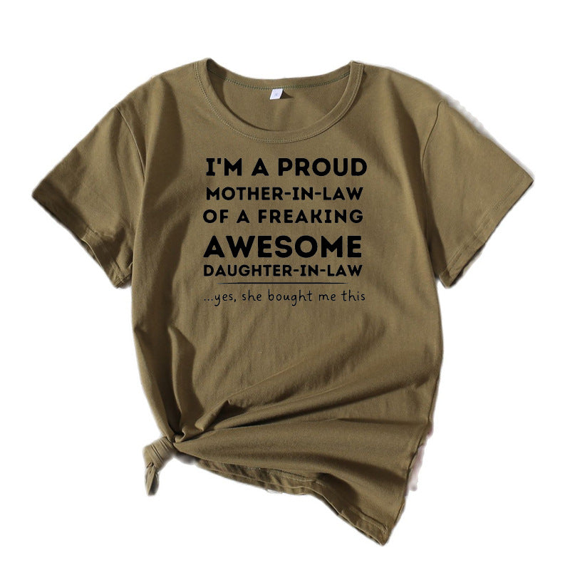 Ladies Graphic T-shirt Chic and Stylish for Mother-in-law Relaxed Fit