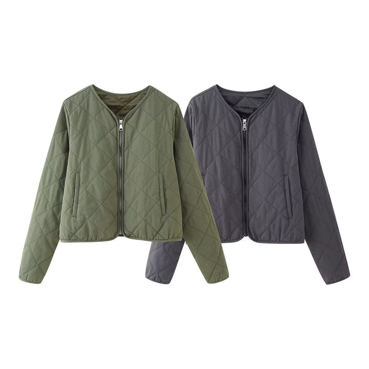Ladies down jacket with practical pockets