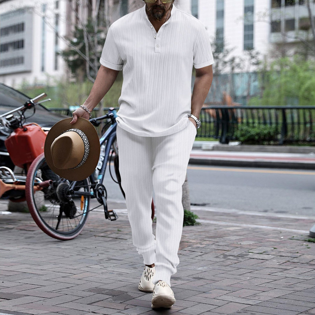 Men's striped casual top and comfortable pants set Lune London
