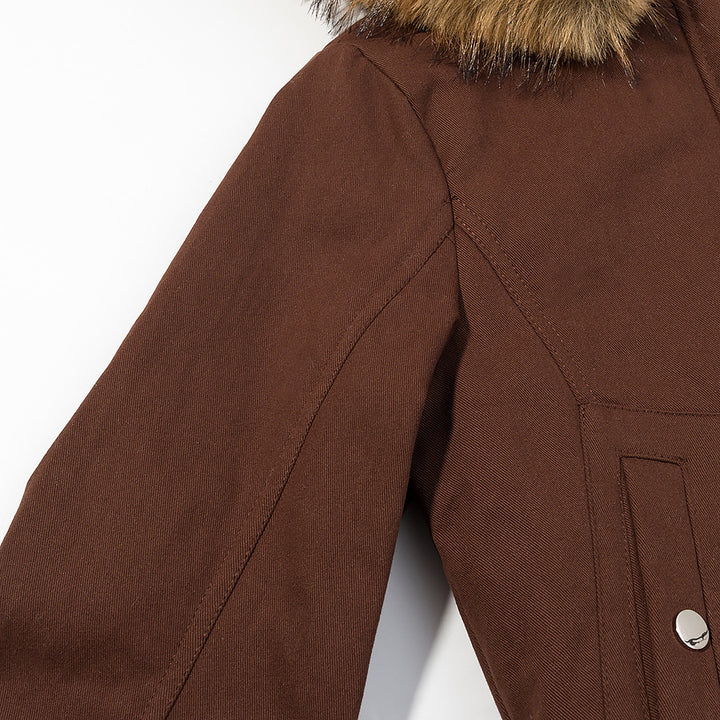 Women's Cozy Bomber Jacket with Faux Fur Hood and Teddy Lining Amarae