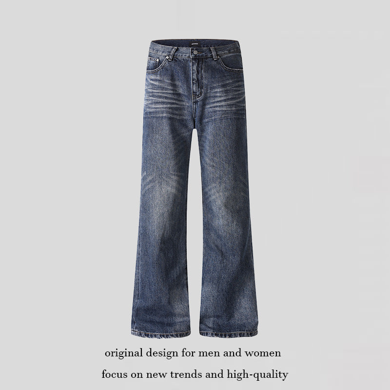 Women's wide cropped jeans with high waist and used effect Amarae