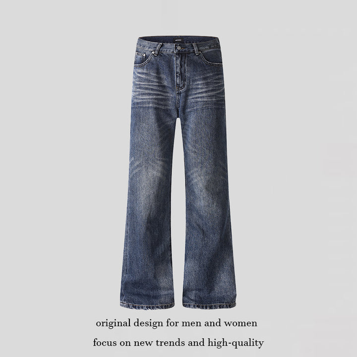 Women's wide cropped jeans with high waist and used effect Amarae