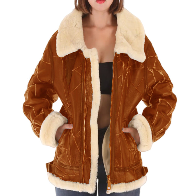 Ladies Pilot Jacket in Faux Fur Lined Lune London