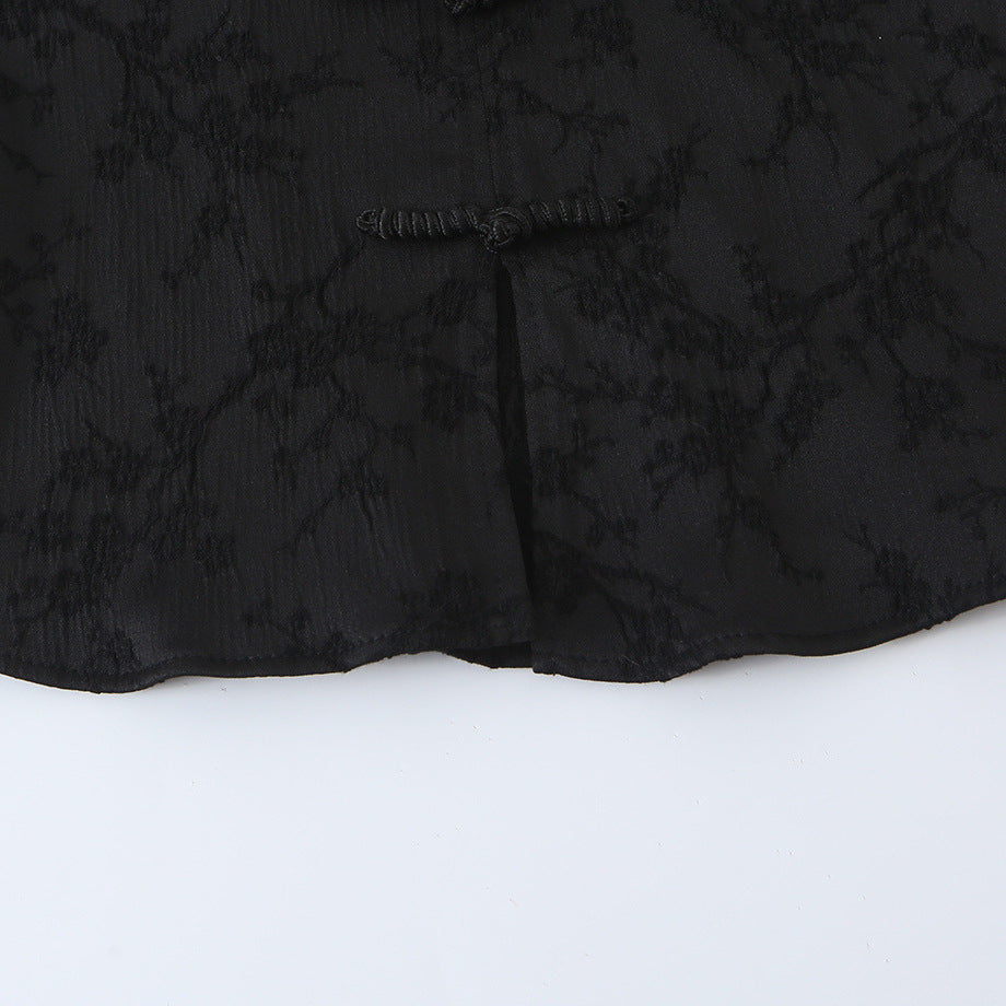 Women's Sleeveless Cheongsam-Inspired Top with Stand Collar and Decorative Button Placket Amarae