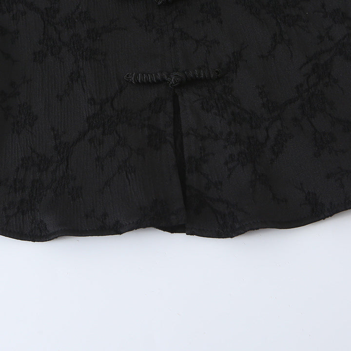 Women's Sleeveless Cheongsam-Inspired Top with Stand Collar and Decorative Button Placket Amarae