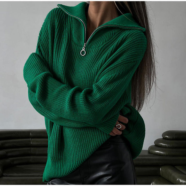 Women High-quality sweater with modern collar and zipper Lune London