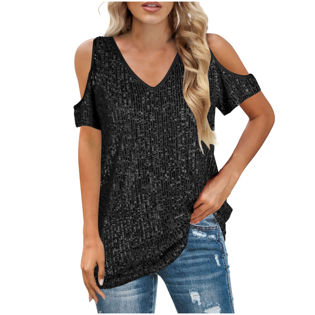 Ladies Cold Shoulder Sequin Top Lune London