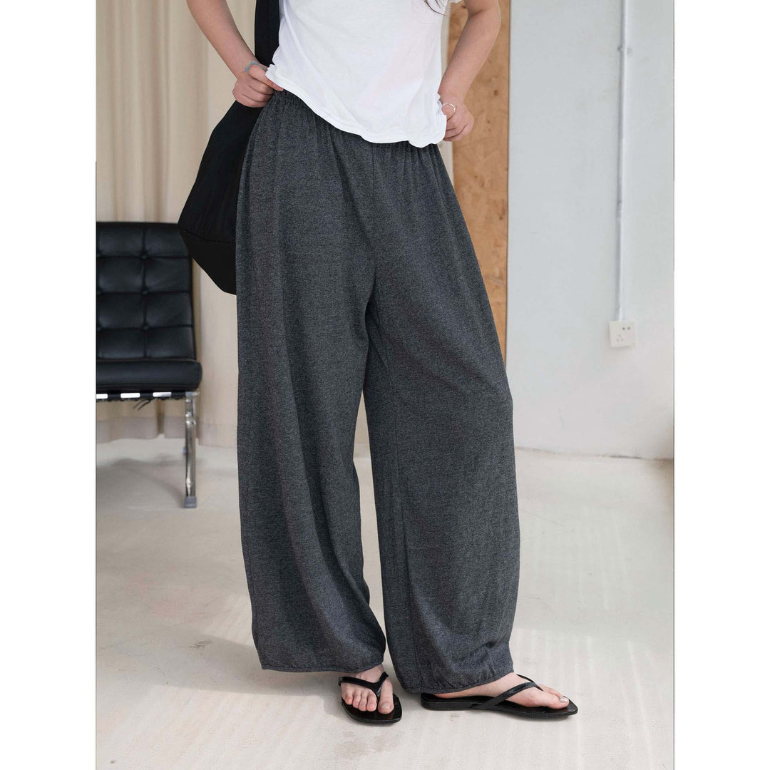 Women Wide Jersey Lounge Pants with Elastic Waistband and Flowing Culotte Silhouette Amarae