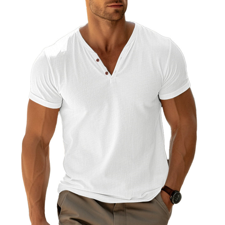 Casual Henley T-shirt for men with button placket and breathable fabric Lune London