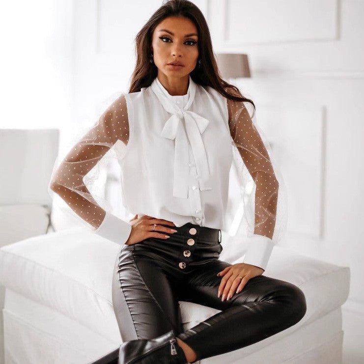 Women Elegant blouse with transparent sleeves Lune London