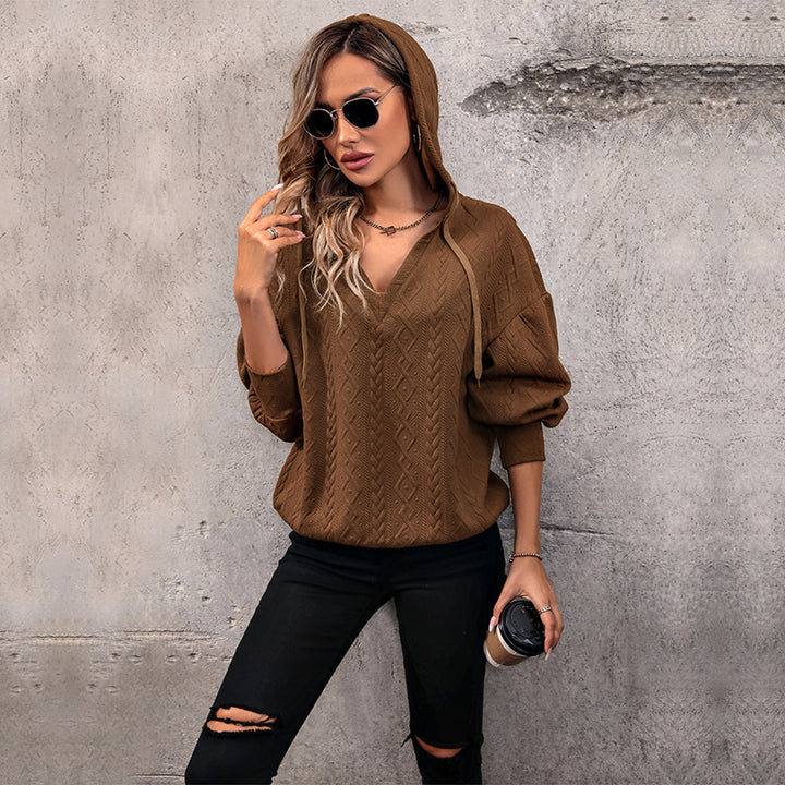 Women's sweater with hood and textured design Amarae