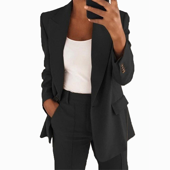 Women's Two-Piece Business Suit with Oversized Blazer and High-Waisted Pleated Trousers Amarae