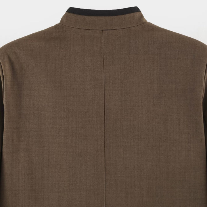 Women's short jacket in Mandarin style with decorative bow knots and contrast trim Amarae