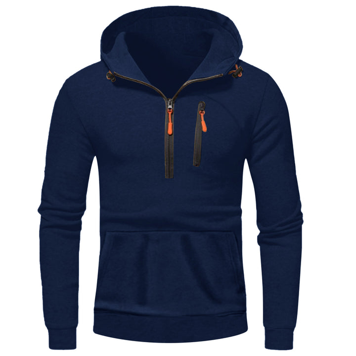 Modern men's hoodie with innovative half-zip closure Lune London