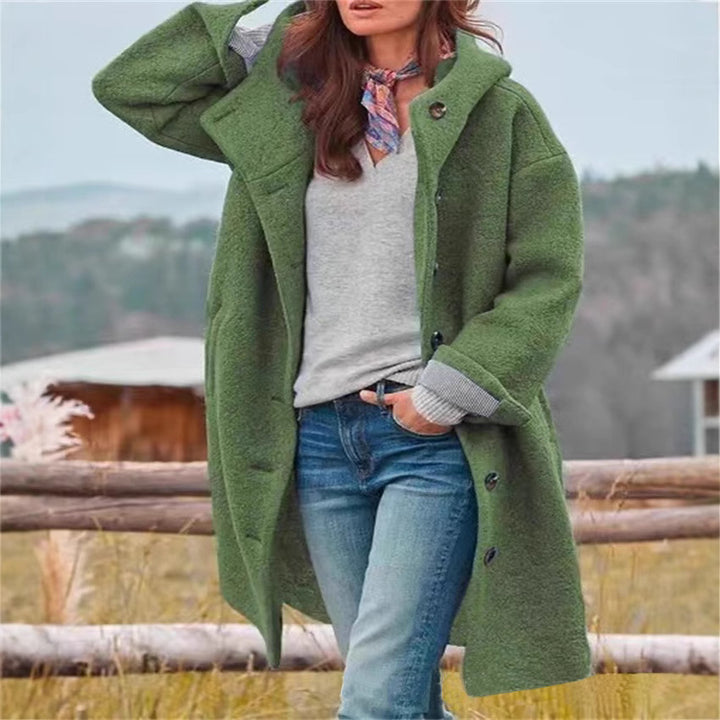 Oversized wool coat for ladies with a stylish collar and chic button details Lune London