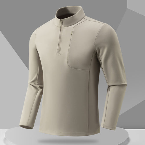 Functional long sleeve T-shirt for men with high collar and zipper Amarae