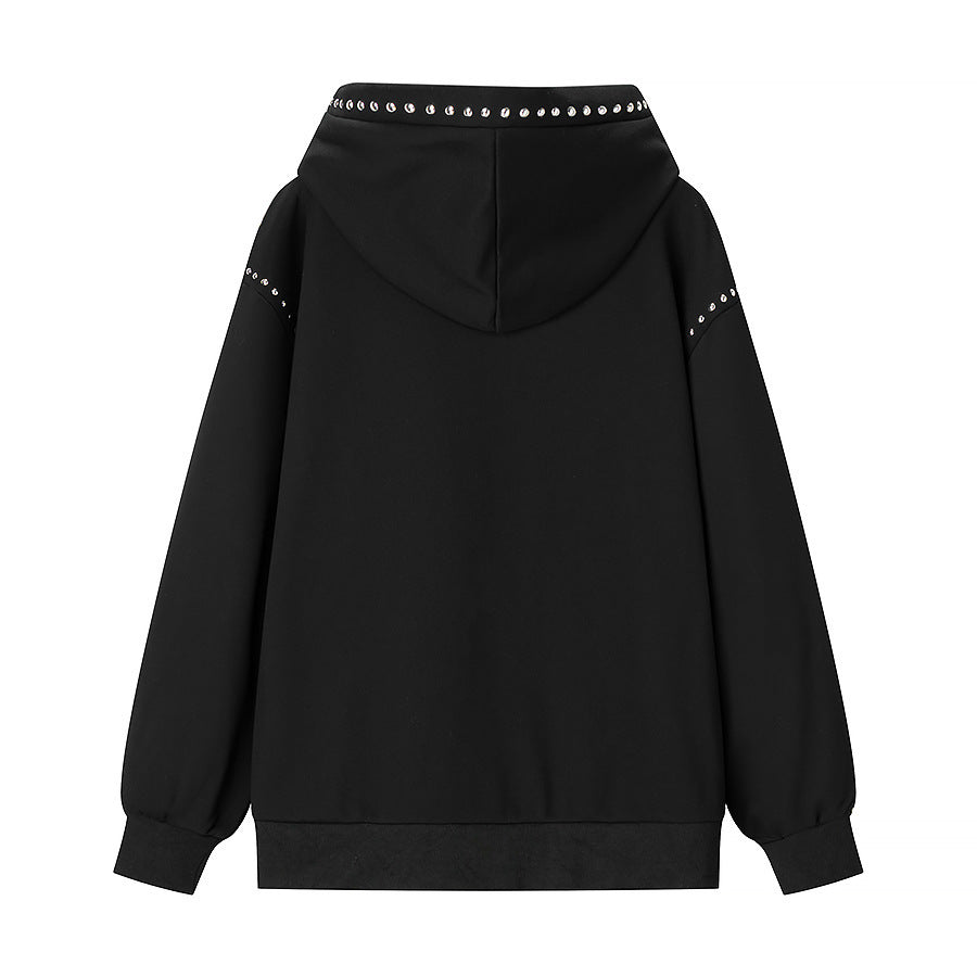 Women's Oversize Hoodie with Metal Stud Trim and Balloon Sleeves Amarae
