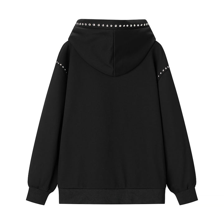 Women's Oversize Hoodie with Metal Stud Trim and Balloon Sleeves Amarae