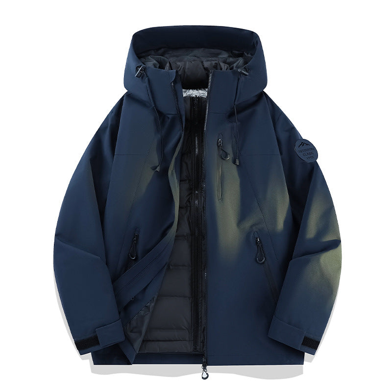 Women Lightweight Waterproof Hooded Jacket with Teddy Charm and Concealed Zipper Pockets Amarae
