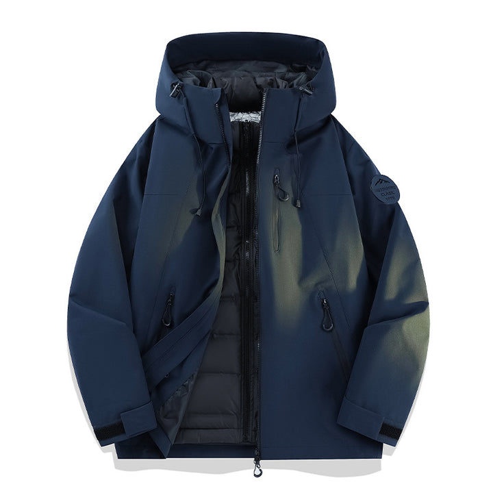 Women Lightweight Waterproof Hooded Jacket with Teddy Charm and Concealed Zipper Pockets Amarae