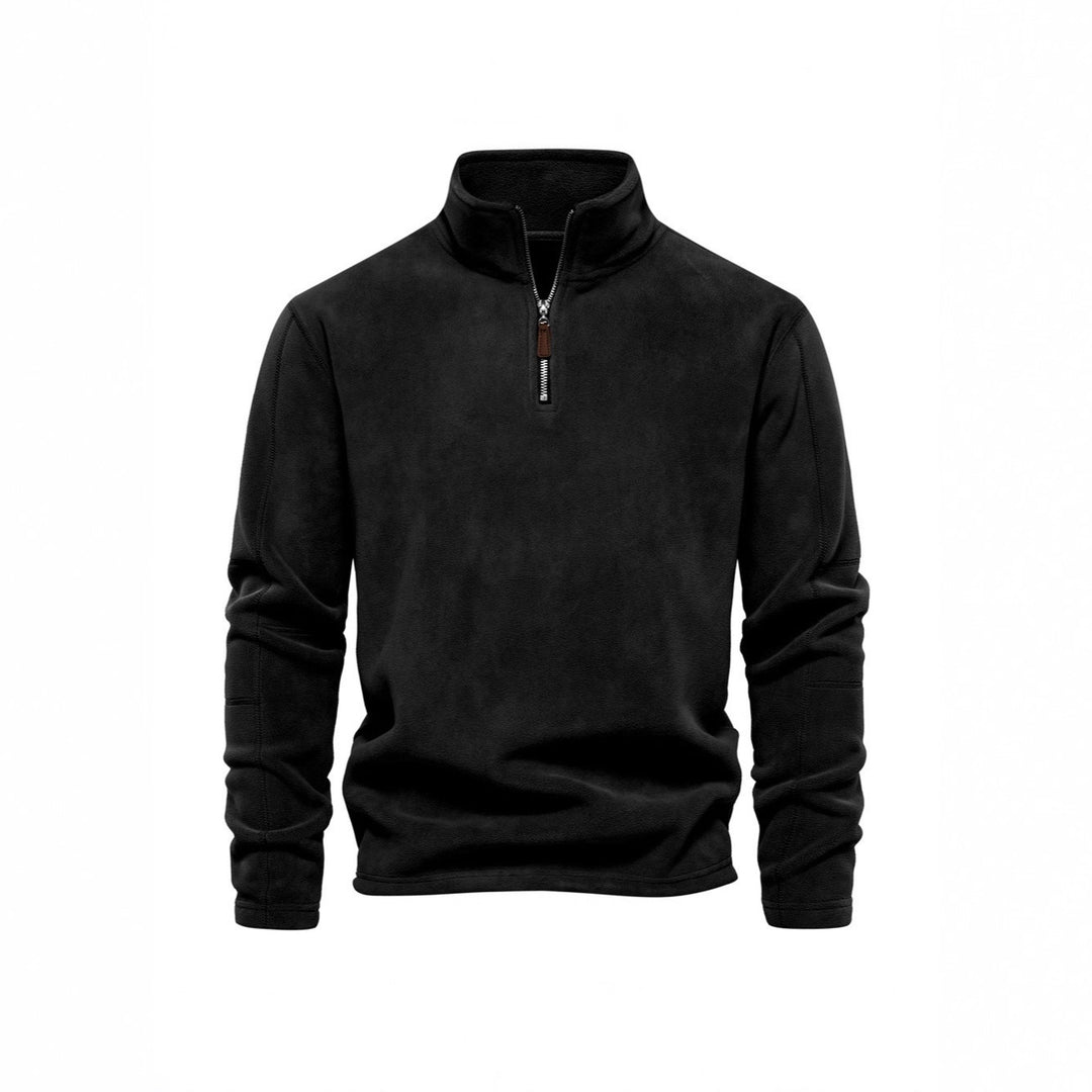 Men's Fleece Pullover with practical zip elements and high collar Lune London