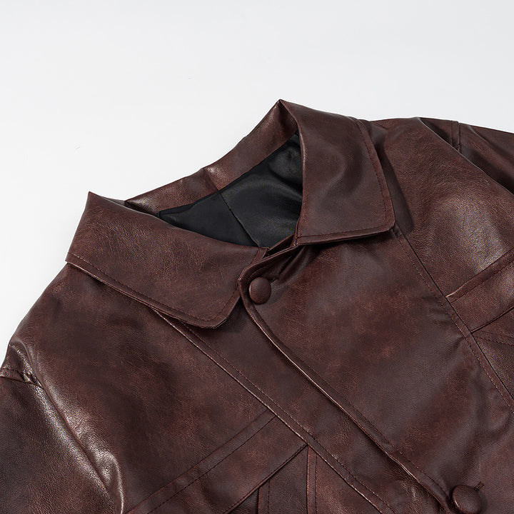 Women's faux leather jacket with modern design and casual pockets Lune London