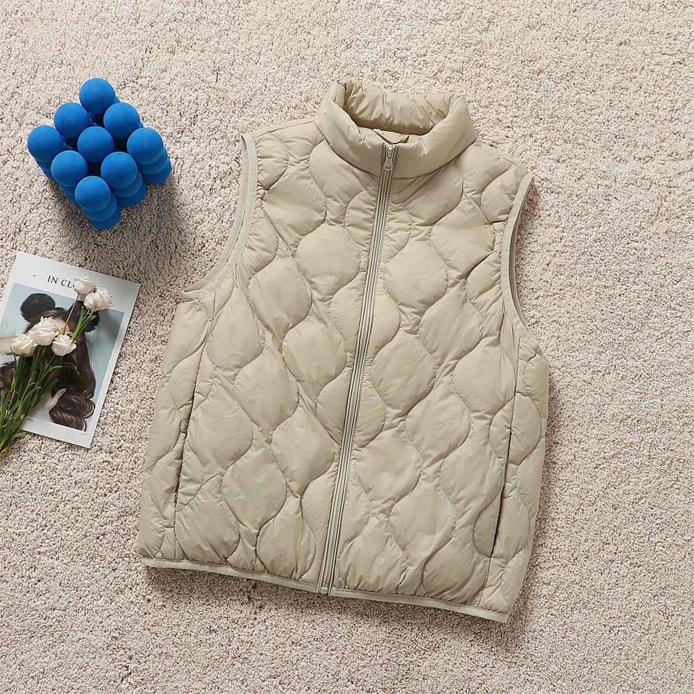 Women's ultralight quilted vest in drop stitch design with high stand-up collar Amarae