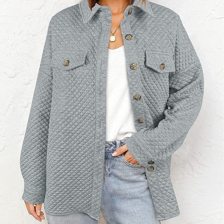 Oversized women's shirt jacket lined in structured design with applied pockets Lune London