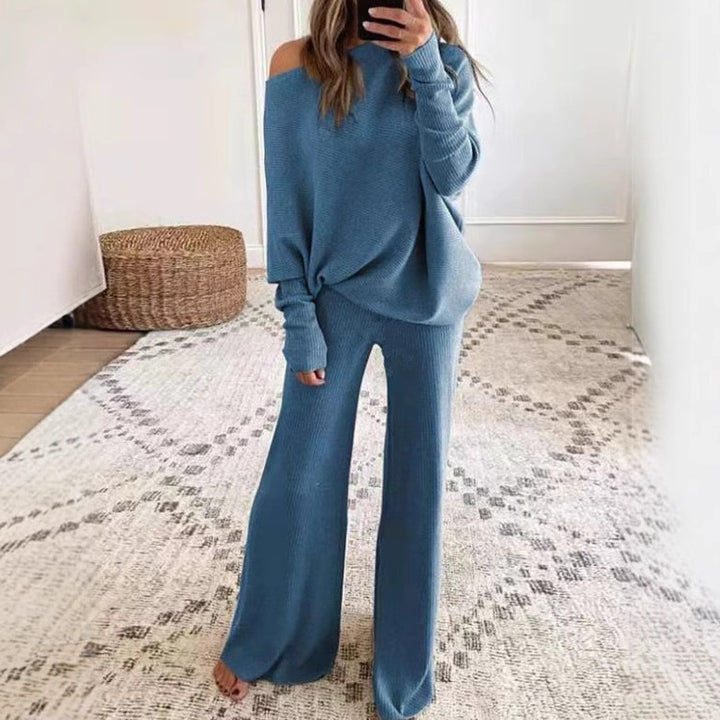 Ensemble de détente en tricot décontracté pour femmes avec coupe ample et haut épaules nues Chic & Stil