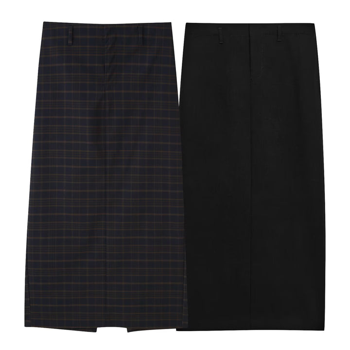 Women's high-waisted pencil skirt with center pleat and belt loops Amarae
