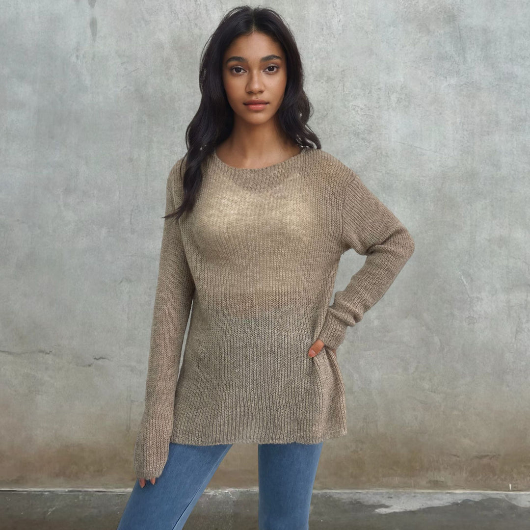 Ladies lightweight transparent knit sweater Lune London