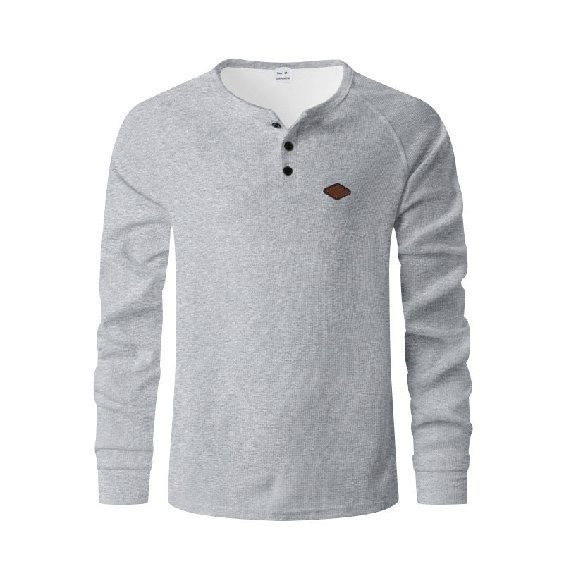 Men's long-sleeve Henley shirt with textured surface Amarae