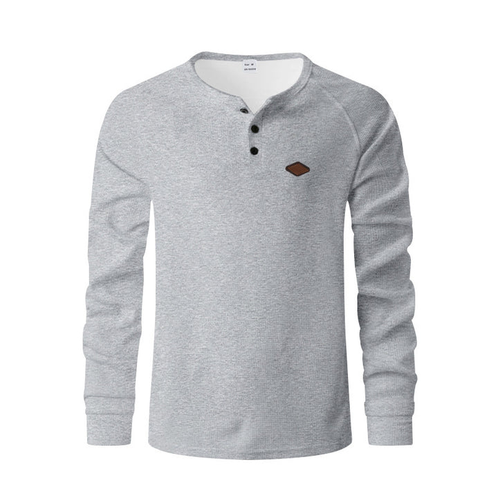 Men's long-sleeve Henley shirt with textured surface Amarae