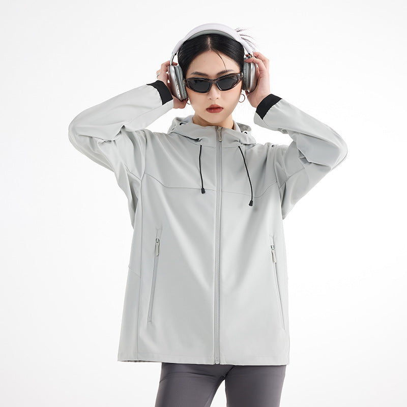 Women's Breathable Softshell Rain Jacket with Hood, Windproof and Minimalist Tech Look Amarae