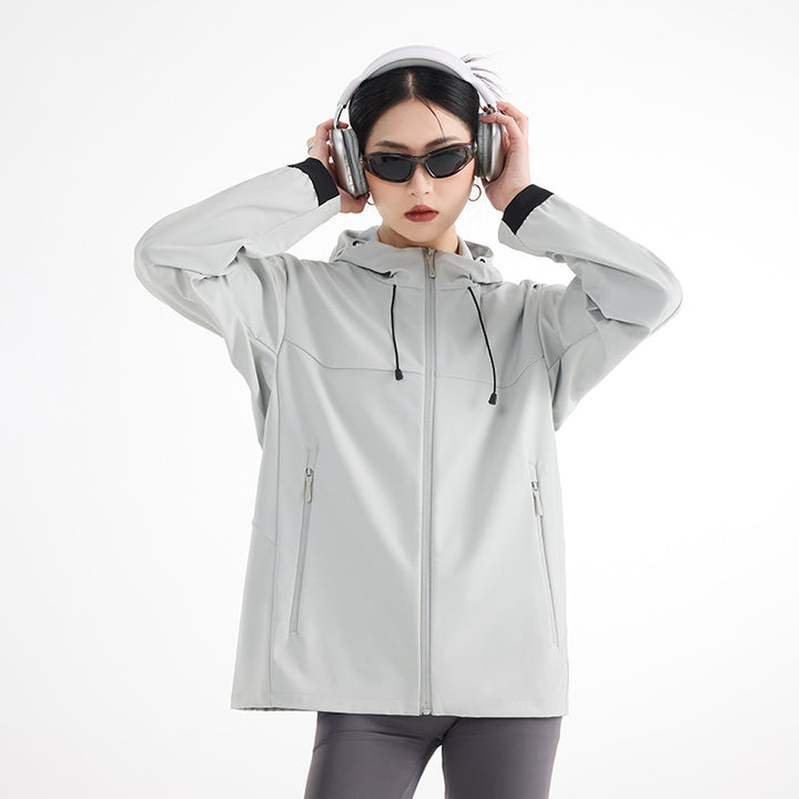 Women's Breathable Softshell Rain Jacket with Hood, Windproof and Minimalist Tech Look Amarae