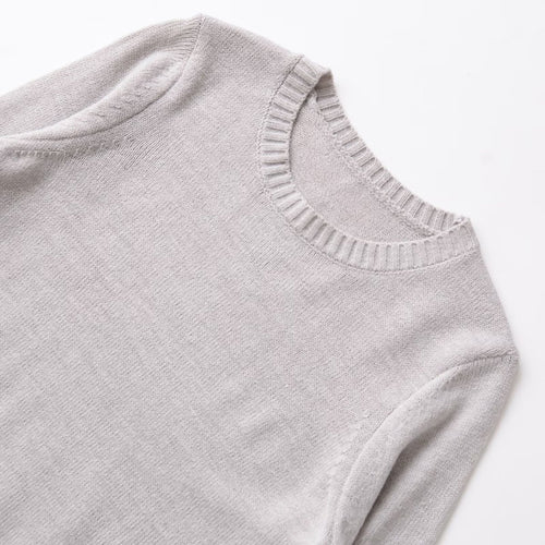 Comfortable fine knit sweater for ladies with round neck and timeless details Amarae