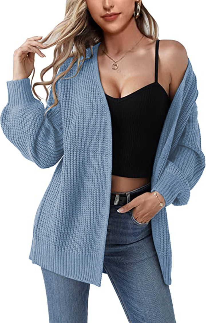 Ladies Large Sweater Cardigan with Open Pleats and Chic Relaxed Fit and Style