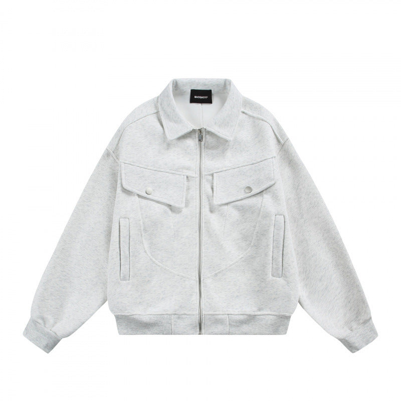 Unisex Zip Sweat Jacket with Patch Chest Flaps and Ribbed Hem Amarae