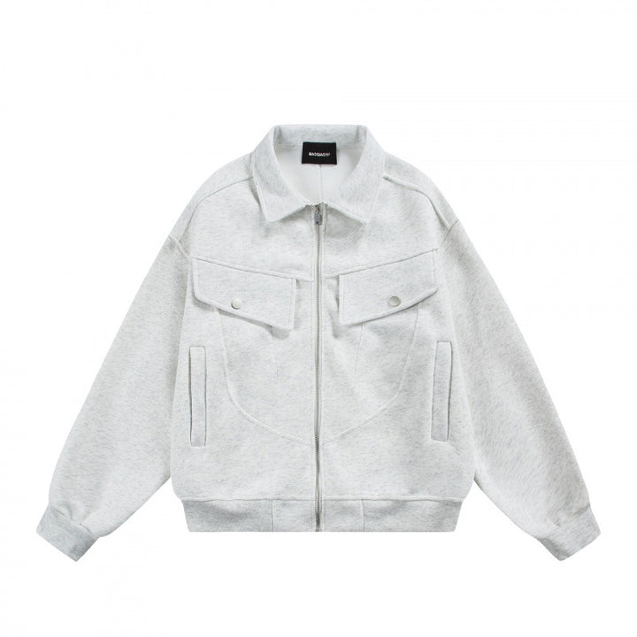 Unisex Zip Sweat Jacket with Patch Chest Flaps and Ribbed Hem Amarae