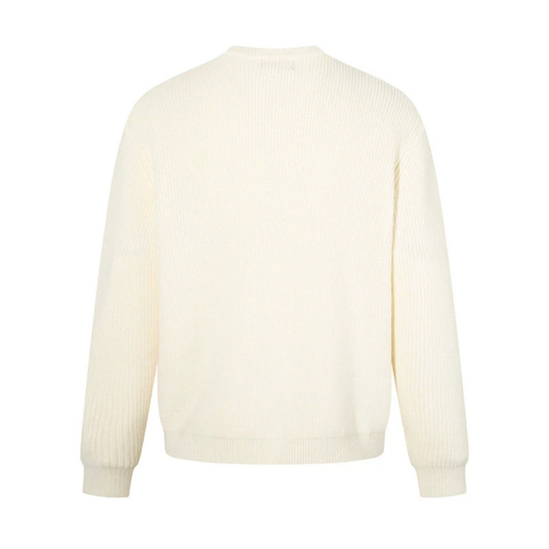 Men's fine knit sweater with round neckline and ribbed textured knit Amarae
