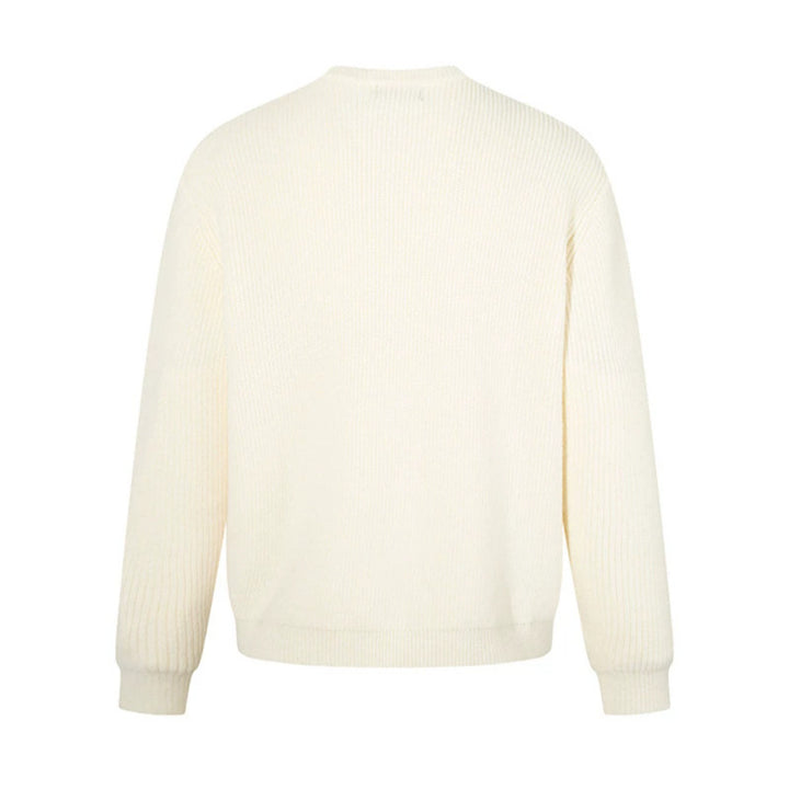 Men's fine knit sweater with round neckline and ribbed textured knit Amarae
