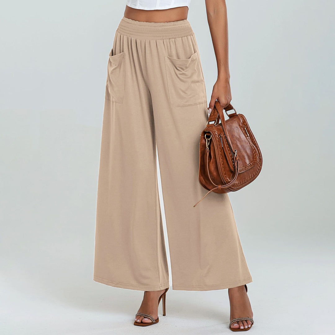 Women's Palazzo Pants with a Loose Fit, Elastic Waist and Convenient Pockets Lune London