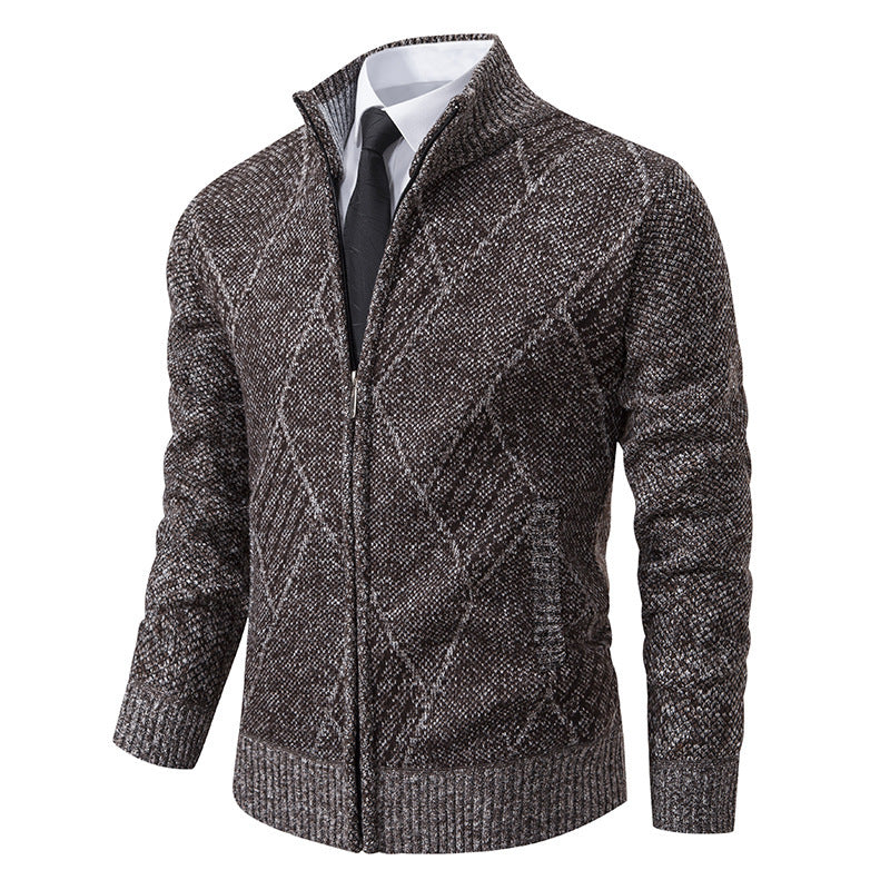 Men's knit jacket with a modern braid design and practical zipper Lune London