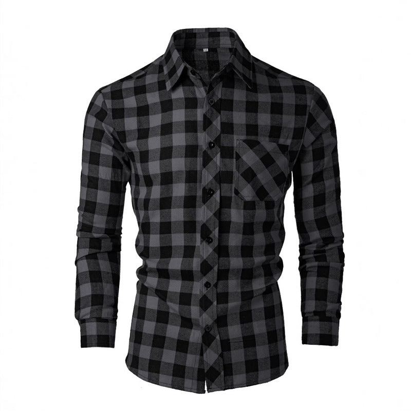 Men's flannel shirt with a classic check pattern and a chest pocket Amarae