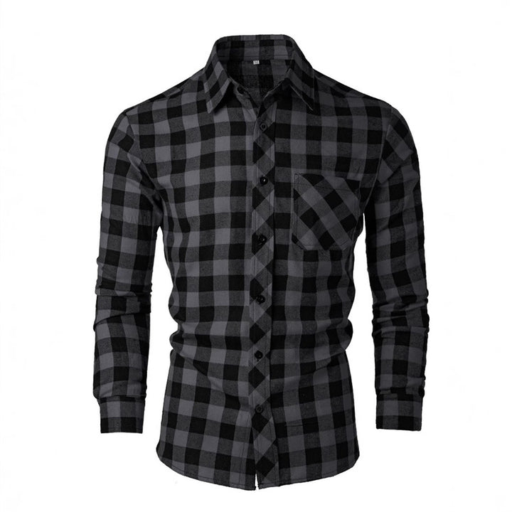 Men's flannel shirt with a classic check pattern and a chest pocket Amarae